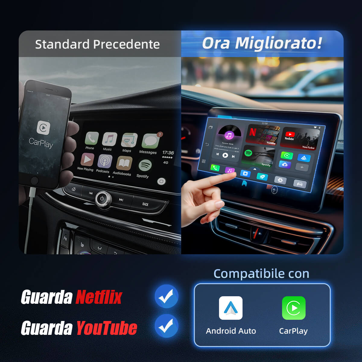 Play2Video All-in-one wireless CarPlay/Android Auto adapter 