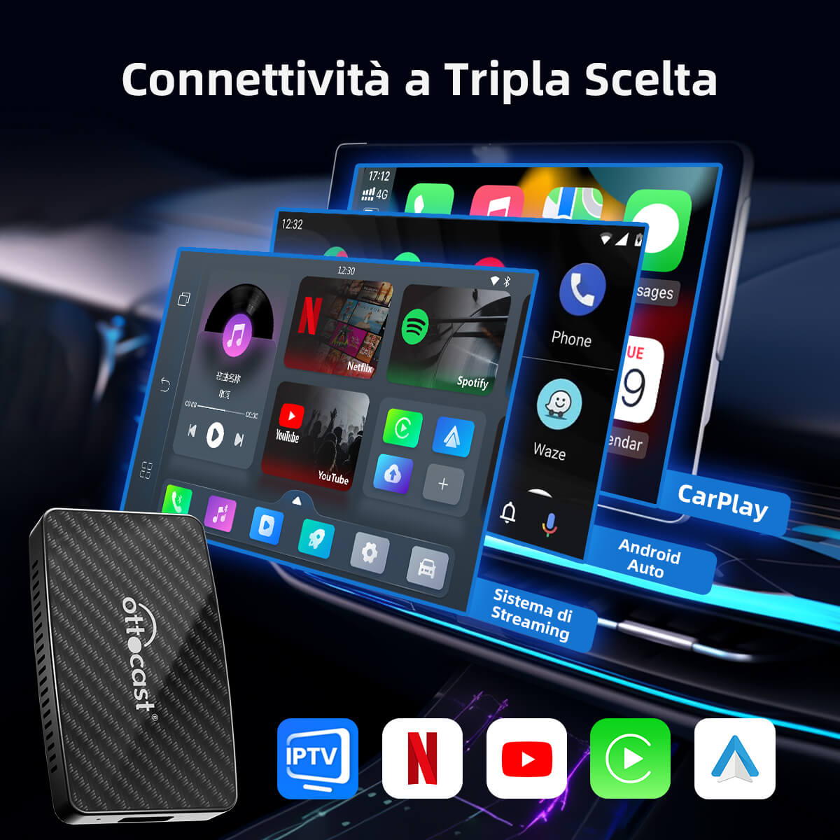 Play2Video All-in-one wireless CarPlay/Android Auto adapter 