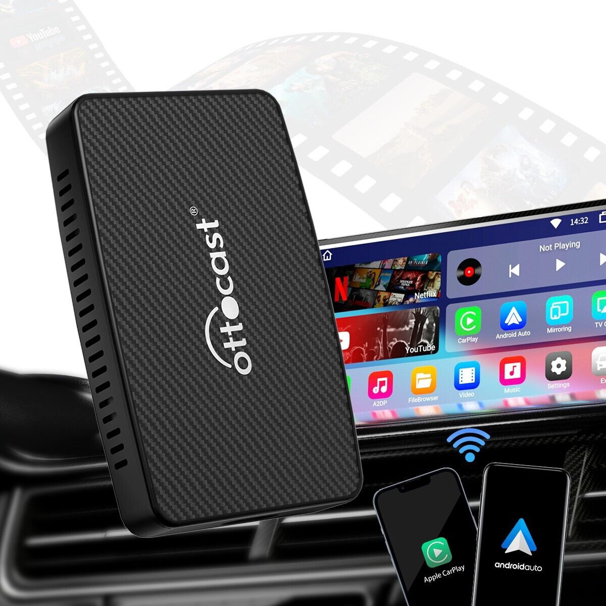 Play2Video All-in-one wireless CarPlay/Android Auto adapter 