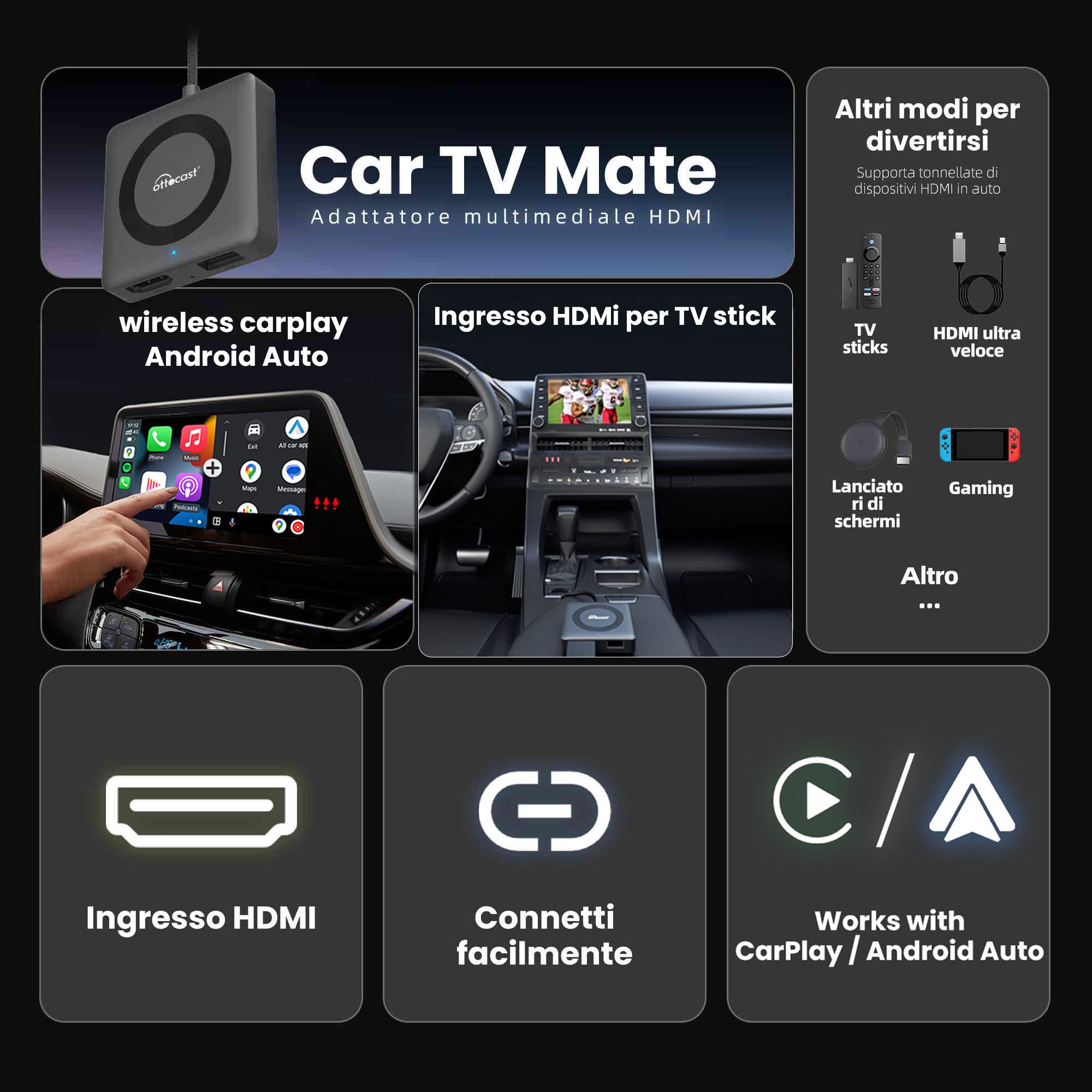 (🕊️Sconto del 49% per un tempo limitato) Ottocast® Car TV Mate-Ⅲ Pro